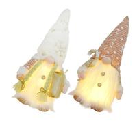 Holibanna Muñecas Navideñas Iluminadas Rudolph Luz Cálida, Decoración Navideña Interior 2 Piezas (Modelo Masculino y Femenino), Tela y Algodón PP, Adornos Compactos para Habitación