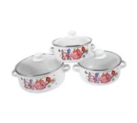 Holibanna Olla Esmaltada Vintage Doble Asa 1.5l Acero Esmaltado Cocción Uniforme Uso Doméstico Ollas para Sopa Multiusos Cocina Portátil Conjunto 3 Piezas Estilo Aleatorio