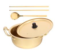 Holibanna Olla y Fácil de Limpiar Anti-escaldado de Aluminio con Doble Asa y Cuchara de Fideos Ramen Adecuado para Cocina Rápida y Casera