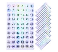 Holibanna Pegatinas Adhesivas Números Consecutivos del 01 al 60, Redondas, Impermeables, 50 Unidades de 0,4 Pulgadas para Etiquetado en Inventarios y Control de Stock