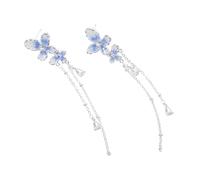 Holibanna Pendientes de con Cadena Larga y Borla Forma de de Agua Pendientes Colgantes de Estudio Ligero para Fiesta y Boda Joyería Femenina Azul
