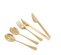 Holibanna Pinzas de Acero Inoxidable Dorado Buen Agarre y Bordes Suaves Juego de 4 para Alimentos Adecuado para Servir y Uso Diario en Cocina y Entretenimiento