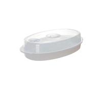 Holibanna Plato de Vapor Resistente al Calor para Microondas con Tapa de Polipropileno Blanco y Seguro para Cocinar Varios estilos Pescado y Verduras en Casa Varios estilos