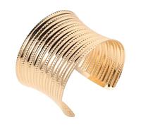 Holibanna Pulsera Rayas Texturizadas Diseño De Hierro Ligero Pulsera De Puño Para Mujer Para Ocasiones Bohemias