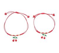 Holibanna Pulseras Amistad Tejidas a Mano de Cuerda Ajustables Diseño de Cereza para Hermanas y Niñas, Accesorio Único para Fiestas y Uso Diario, 2 Piezas