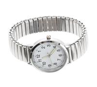 Holibanna Reloj de Pulsera de Cuarzo Luminoso Grande, Esfera de Color Claro, Correa Elástica Plateada, Resistente al Agua, Clásico para Adultos y Personas Mayores, Uso Varios Estilos
