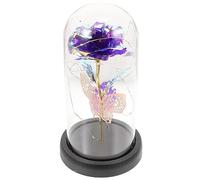 Holibanna Rosa eterna con cúpula Rosa preservada San valentín San valentín Rosa romántica condujo Eterno Navidad Decoración de Escritorio Interior del Festival Vidrio
