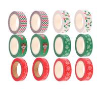 Holibanna Set de 12 Rollos de Cinta Washi Navideña de Papel 10 Metros Cada Uno Cinta Adhesiva Decorativa para Envolver Regalos y Scrapbooking Suministros para Manualidades de Navidad