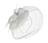 Holibanna sombrero de coctel señoras centro de mesa de la fiesta del té clips de sombrero accesorios fiesta complementos fiesta tocado de malla tocado de fiesta de té pluma artificial Beige