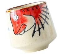 Holibanna Taza de Té Japonesa de Cerámica Pintada a Mano Taza de Sake Diseño de Pescado Rojo para Matcha y Café Resistente a Altas Temperaturas Adecuado para Uso en Hogar y Restaurantes