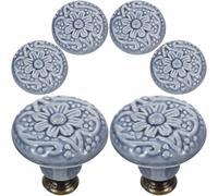 Holibanna Tiradores para Cajones y Armarios, 6 Pomos de Cerámica Azul Acabado Esmaltado para Muebles de Dormitorio y Comedor