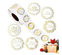 Holiday Adhesive Decals - 500 Count Merry Christmas with Stickers Roll, Decorative Seals for Cards Envelopes Packages Parties and DIY Crafting During Christmas Season Holiday Crafting