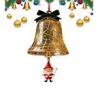 Holiday Bell Ornaments - Santa Reindeer Decor for Christmas Tree | Shiny Gold Metal with Hanging Hooks, Jingle Sound Winter Decorations for Garland Wall Door Fireplace Patio Garden Yard Party Display