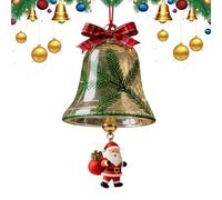 Holiday Bell Ornaments - Santa Reindeer Decor for Christmas Tree | Shiny Gold Metal with Hanging Hooks, Jingle Sound Winter Decorations for Garland Wall Door Fireplace Patio Garden Yard Party Display