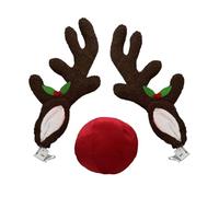 Holiday Car Antlers - LED Vehicle Antler with Nose for Festive Style | Polar Fleece Material with Lighted Charm, Truck SUV Car Exterior, Window Roof Top Display, Seasonal Travel