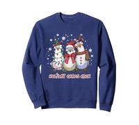 Holiday Chaos Crew - Lindo y Divertido trío de Palomas navideñas Sudadera, Unisex para Adultos, Azul Marino, S
