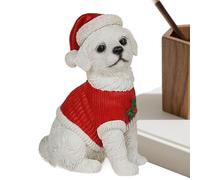 Holiday Dog Statue - Christmas Dog Figurines | Christmas Tree Ornament | Cute Resin Figurine | Holiday Party Supplies For Offices Dormitory School Room Apartment Birthday Thanksgiving Parties