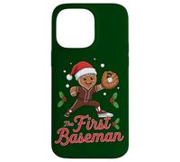 Holiday Gingerbread The First Baseman Christmas Baseball Carcasa para iPhone 14 Pro MAX