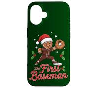Holiday Gingerbread The First Baseman Christmas Baseball Carcasa para iPhone 16
