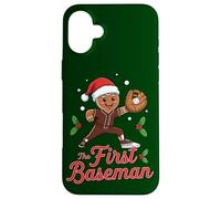 Holiday Gingerbread The First Baseman Christmas Baseball Carcasa para iPhone 16 Plus