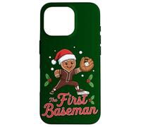 Holiday Gingerbread The First Baseman Christmas Baseball Carcasa para iPhone 16 Pro