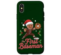 Holiday Gingerbread The First Baseman Christmas Baseball Carcasa para iPhone X/XS
