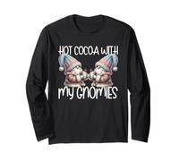 Holiday Gnomes with Hot Cocoa Mugs Funny Saying For Winter Manga Larga