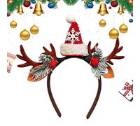 Holiday Headbands for Women - Deer Santa Hat Costume Prop | Soft Fabric with Elastic Fit, Christmas Headwear Accessory, Perfect for School Vacation Family Gathering, Seasonal Celebration Wedding