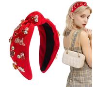 Holiday Headbands for Women, Valentine's Day Headband for Women, Wide Top Knot Hairband, Jeweled Rhinestone Headband, Crystal Headband for Women, Valentine's Day Hairband, Women's Rhinestone Headband,