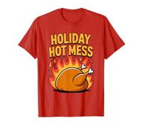 Holiday Hot Mess Pavo Fuego Divertido Cena de Navidad Camiseta