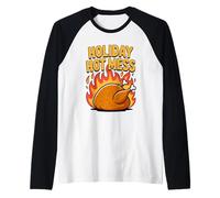 Holiday Hot Mess Pavo Fuego Divertido Cena de Navidad Camiseta Manga Raglan