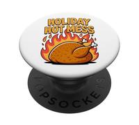Holiday Hot Mess Pavo Fuego Divertido Cena de Navidad PopSockets PopGrip Adhesivo