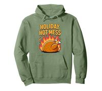 Holiday Hot Mess Pavo Fuego Divertido Cena de Navidad Sudadera con Capucha