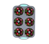 Holiday Ice Mold Set - Silicone 6 Cavity Reusable Craft Tray, Festive Wreath Shape Maker | Flexible Easy Release Design, Multi Use Tool for Freezer Chocolate Cake Food Baking Whiskey Cocktail