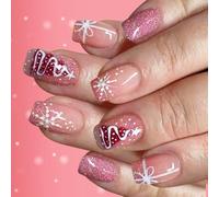 Holiday in Popular Christmas Tree Glitters - Uñas artificiales para ocasiones festivas, copo de nieve