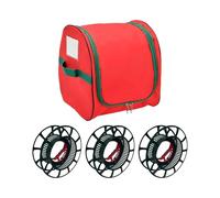 Holiday Light Organizer - String Wire Case | Three Reel Storage System, Reinforced Handle Basement Garage Protection, Portable Oxford Cloth Ornament Box With Internal Spools