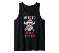 Holiday Pirate Yo Ho Ho Feliz Navidad Santa Hat Skull Camiseta sin Mangas
