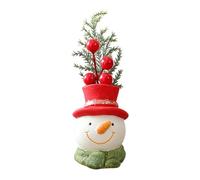 Holiday Plants Pots, Winter Party for Desk, Resin Christmas Planter with Pine & Berry Decors, Home Accessories for Mantel & Living Room Decorations, and Perfect Decoration Accent, 2.36x2.36x6.3 Inches