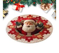 Holiday Santa Round Rug,Non-Slip Washable Floor Mat for Entryway Porch | Round 80cm Rug,Easy Clean Material,dur-able Stitching,Versatile Placement,co-zyy Christmas Atmosphere,Soft Underfoot Feel