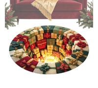 Holiday Santa Round Rug,Non-Slip Washable Floor Mat for Entryway Porch | Round 80cm Rug,Easy Clean Material,dur-able Stitching,Versatile Placement,co-zyy Christmas Atmosphere,Soft Underfoot Feel