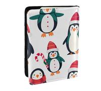 Holiday Spirit - Funda para pasaporte con estampado de pingüino, funda de viaje de piel sintética, organizador para hombres y mujeres, 6.5 pulgadas, Black, Talla única