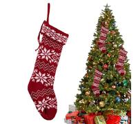 Holiday Stocking - 18.91x6.3 Inches Decorative Knit Bag for Christmas , Home Décor with Hanging Function, Seasonal Goodie Holder for Hotel Apartment Travel, Classic Red Material, Celebration Use