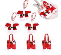 Holiday Tableware Pouches - Christmas Decoration, Reusable Silverware Storage Bags, Lovely Santa Snowflake Pattern | Decorative Pouch with Vibrant Touch for Dining Table Restaurant Party Hotel Uses