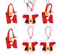 Holiday Tableware Pouches - Christmas Decoration, Reusable Silverware Storage Bags, Lovely Santa Snowflake Pattern | Decorative Pouch with Vibrant Touch for Dining Table Restaurant Party Hotel Uses