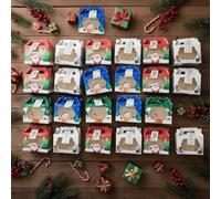 Holiday Treat Boxes - Christmas Candy Box for Bakery Packaging | 250g White Cardstock with 24 Piece Set, Festive Storage Containers, Window Pastry Holder, Cupcake, Brownie, Donut