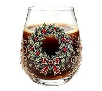 Holiday Wine Glasses, 3D Santa Shiny Lead Proof Drinkware For Seasonal