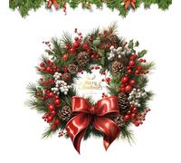 Holiday Wreaths - Window Stickers for Winter Décor with Removable Festive Clings & Repositionable Garland Design Usage Static Adhesive Vinyl Shapes for Door, Home, Party and Shop