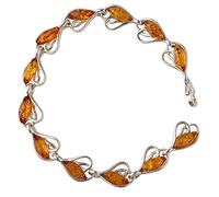 HolidayGiftShops Pulsera de Plata esterlina con Corazones de ámbar báltico y Miel