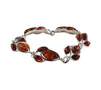 HolidayGiftShops Pulsera de Plata esterlina con Miel y ámbar báltico April