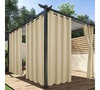 HolidayIdeas Cortinas impermeables para exteriores para patio, 4 paneles, 54 x 84 pulgadas, protección de privacidad y filtrado de luz, cortinas de exterior con ojales para porche, cenador, pérgola,